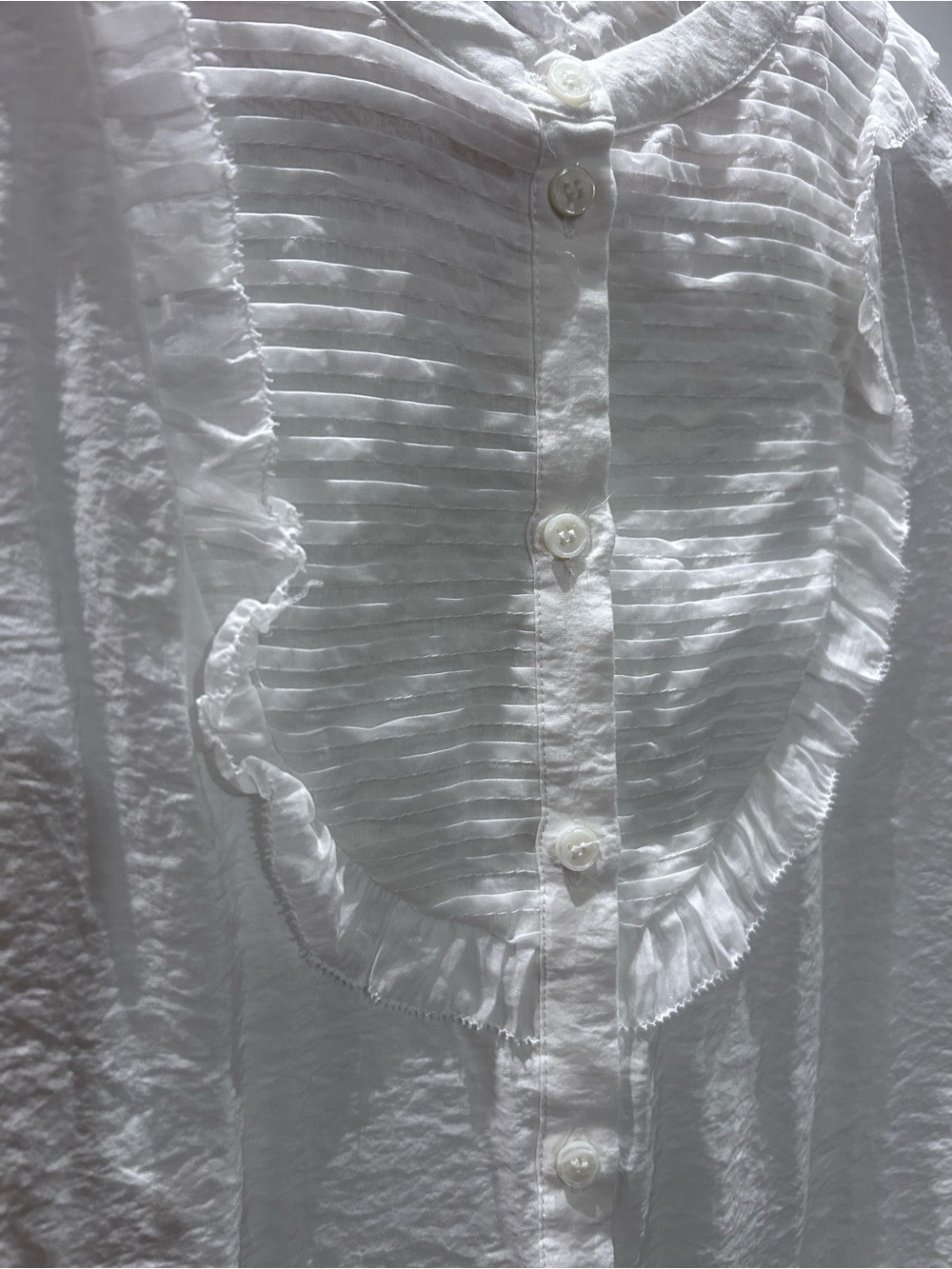 H&M White Ruffle Front Button-Up Blouse - Picture 2 of 6